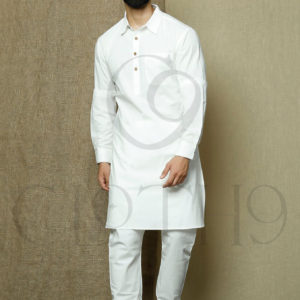 HOME Cloth9 Majestic Weave Cotton Kurta-Pyjama's white